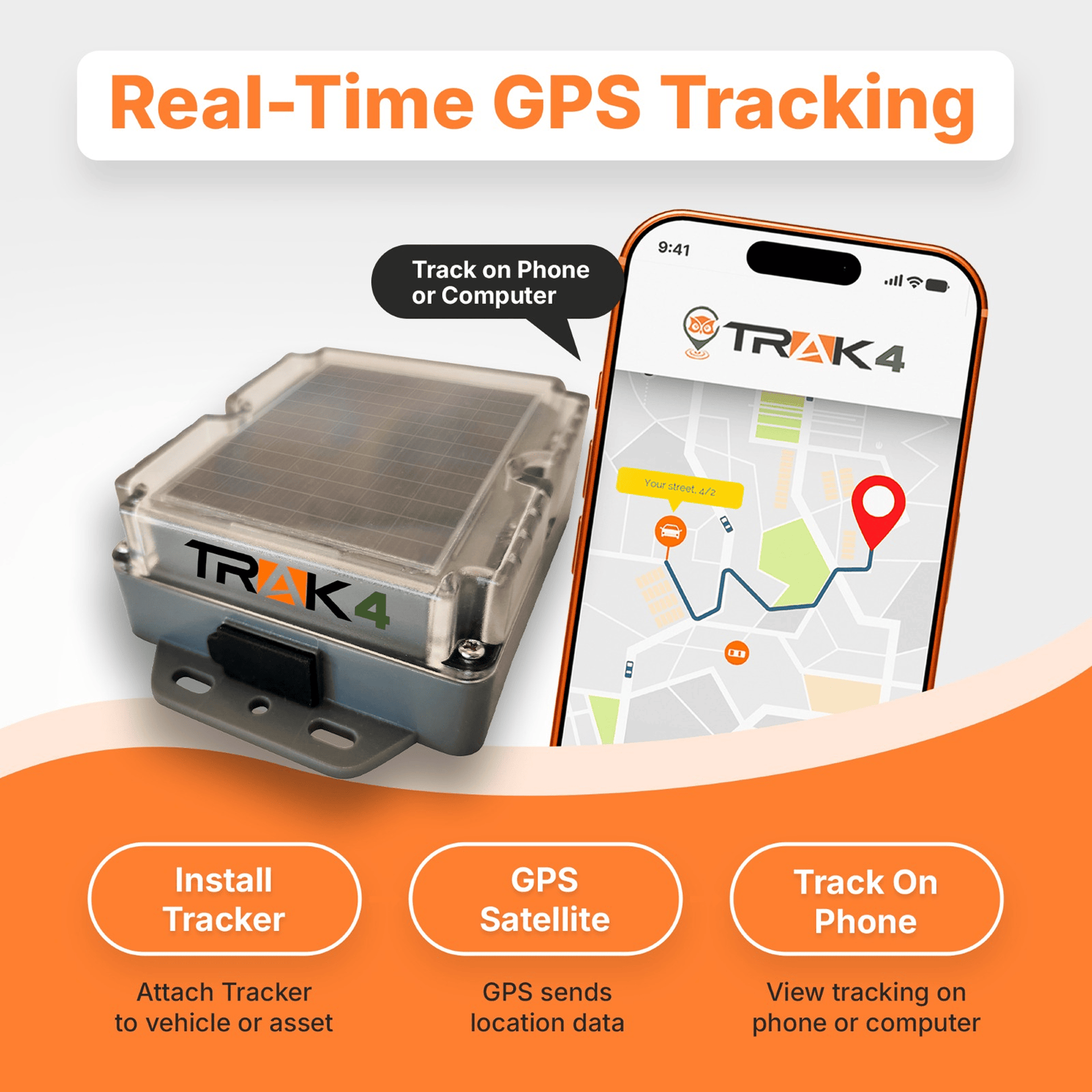 Trak-4 GPS Trackers Trak-4 Solar GPS Tracker. Self-Charging for Equipment, Vehicles, and Assets
